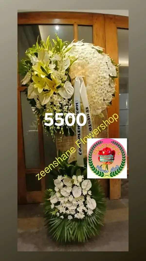 Funeral Arrangement FN-16 — lilies, anthuriums, chrysanthemums