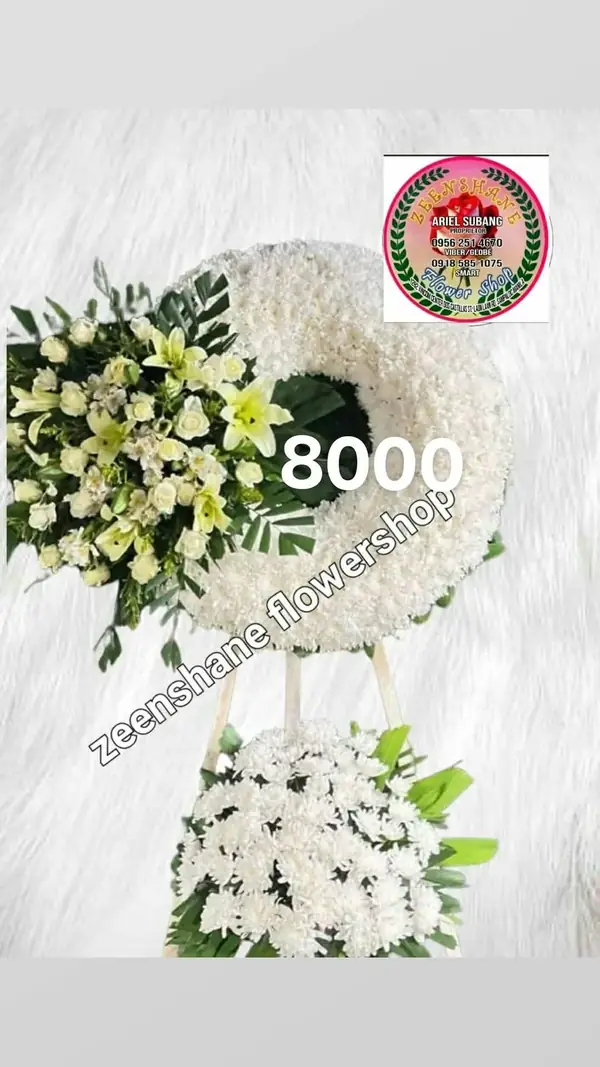 Funeral Arrangement FN-28 — lilies, roses, chrysanthemums