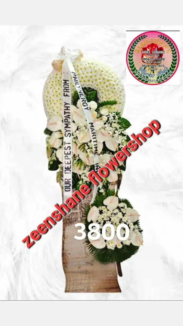Funeral Arrangement FN-11 — anthuriums, chrysanthemums