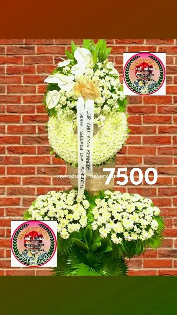 Funeral Arrangement FN-25 — anthuriums, chrysanthemums