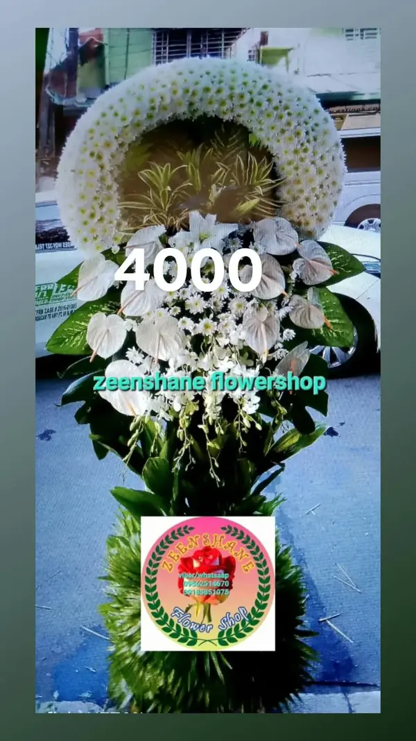 Funeral Arrangement FN-12 — anthuriums, lilies, orchids, chrysanthemums
