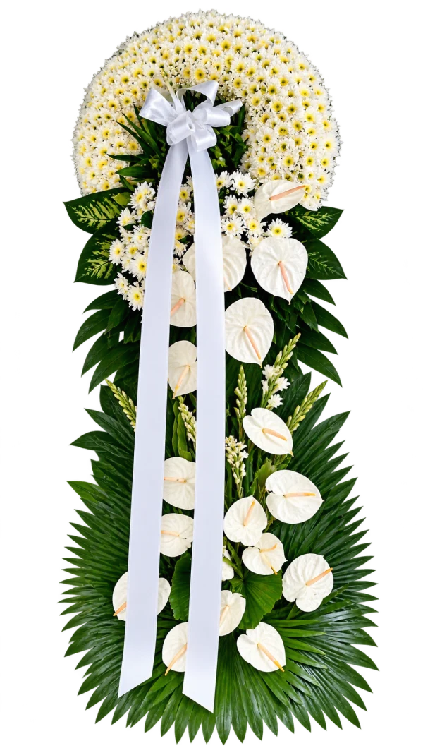 Funeral Arrangement FN-04 — chrysanthemums, anthuriums