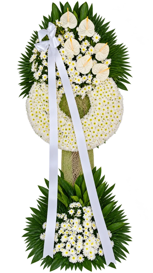 Funeral Arrangement FN-07 — anthuriums, chrysanthemums