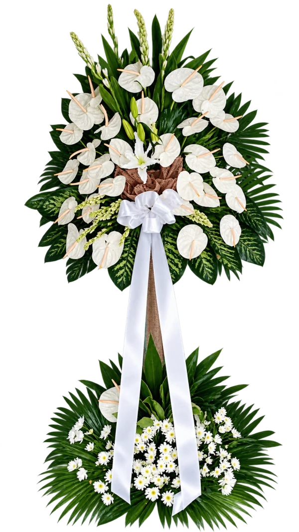 Funeral Arrangement FN-14 — anthuriums, gladiolus, chrysanthemums