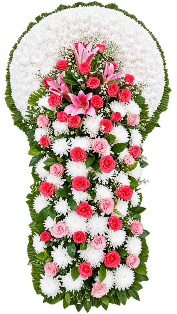 Funeral Arrangement FN-20 — roses, lilies, chrysanthemums