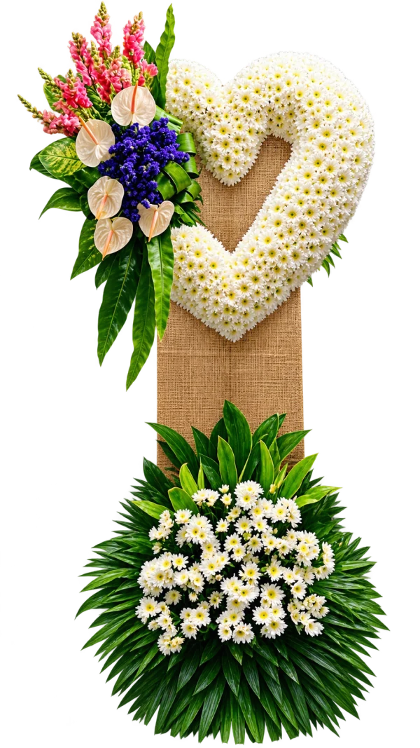 Funeral Arrangement FN-23 — yellow lilies, roses, chrysanthemums