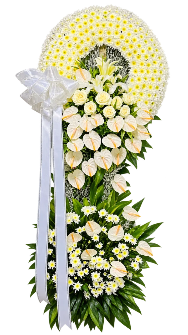 Funeral Arrangement FN-25 — anthuriums, chrysanthemums