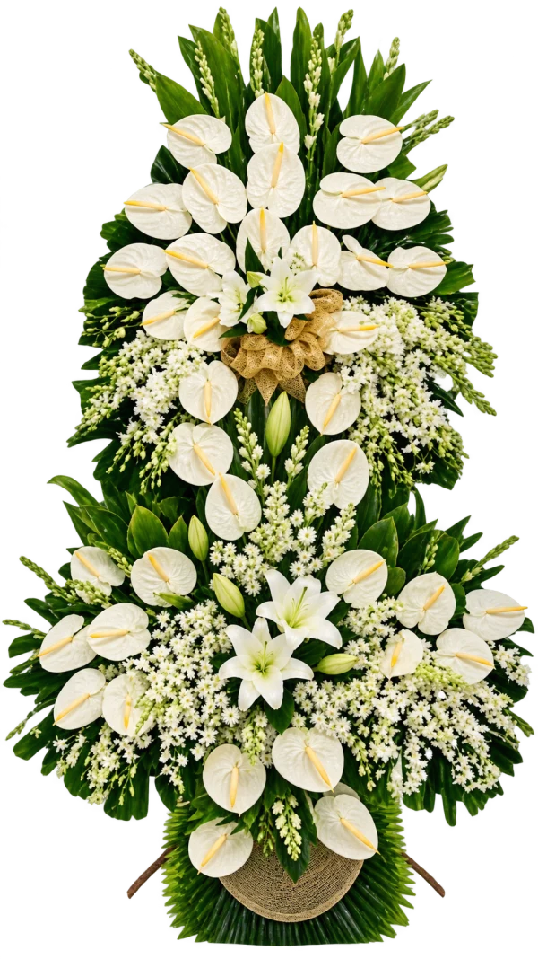 Funeral Arrangement FN-32 — anthuriums, orchids