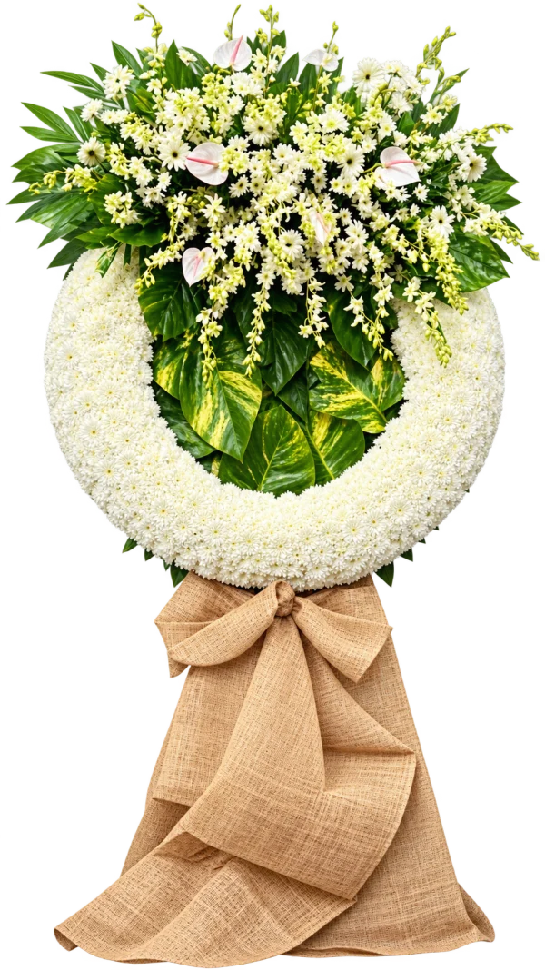 Funeral Arrangement FN-33 — orchids, anthuriums, chrysanthemums