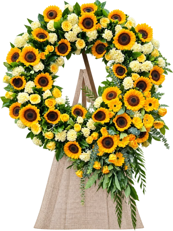 Funeral Arrangement FN-35 — sunflowers, roses