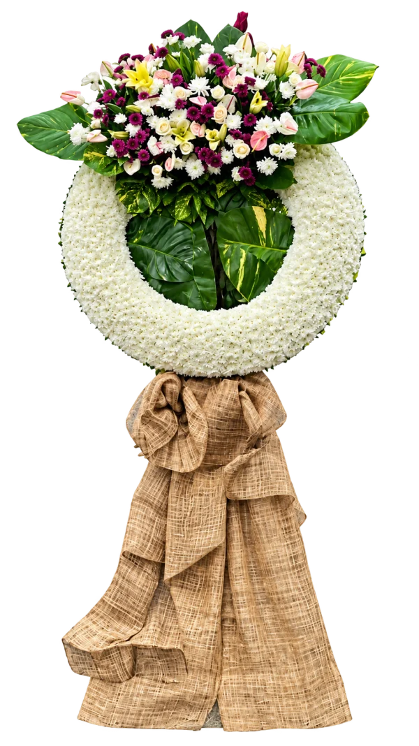 Funeral Arrangement FN-36 — lilies, lisianthus, chrysanthemums