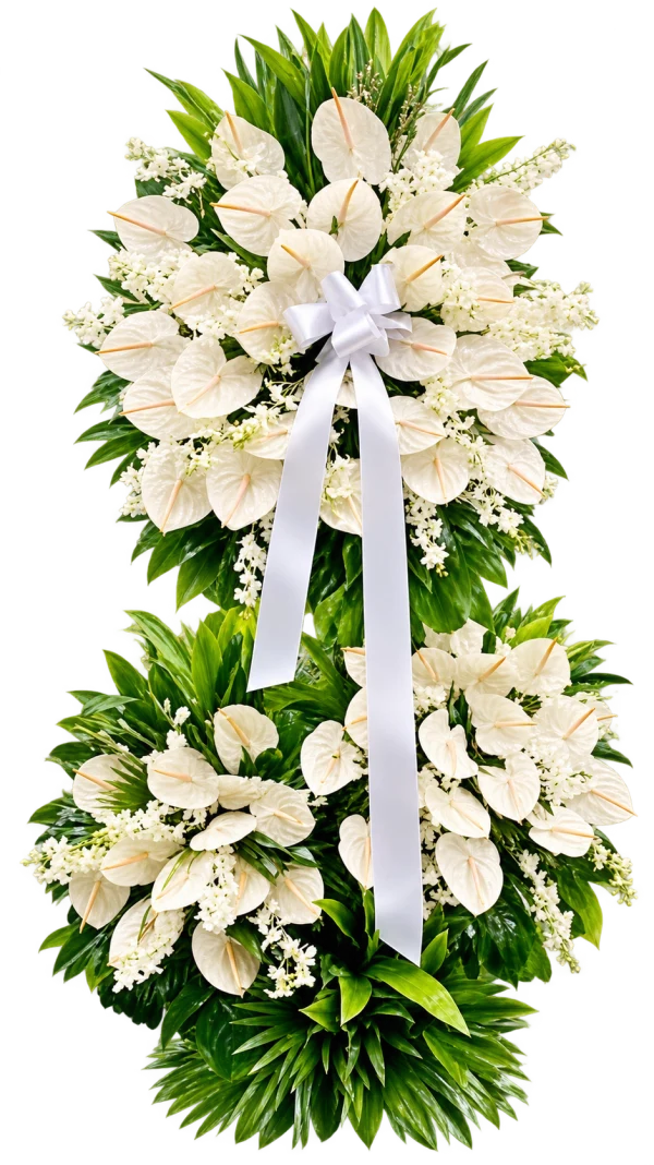 Funeral Arrangement FN-42 — anthuriums, orchids