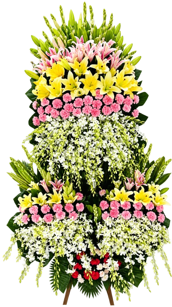 Funeral Arrangement FN-48 — lilies, carnations, orchids