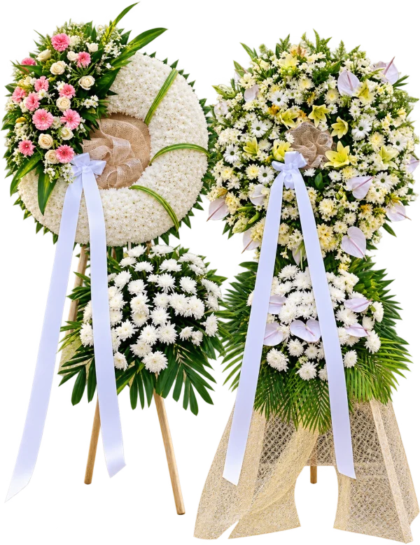 Funeral Arrangement FN-49 — lilies, roses, chrysanthemums