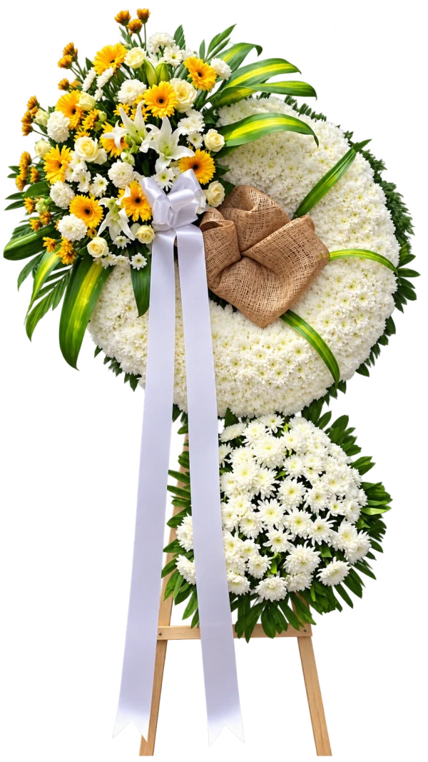 Funeral Arrangement FN-50 — gerberas, lilies, chrysanthemums