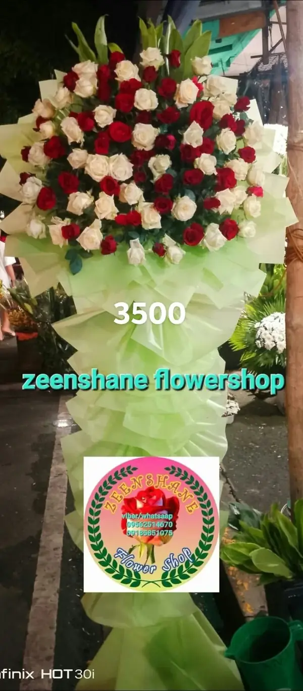 Store Opening Arrangement OP-04 — red roses, white roses
