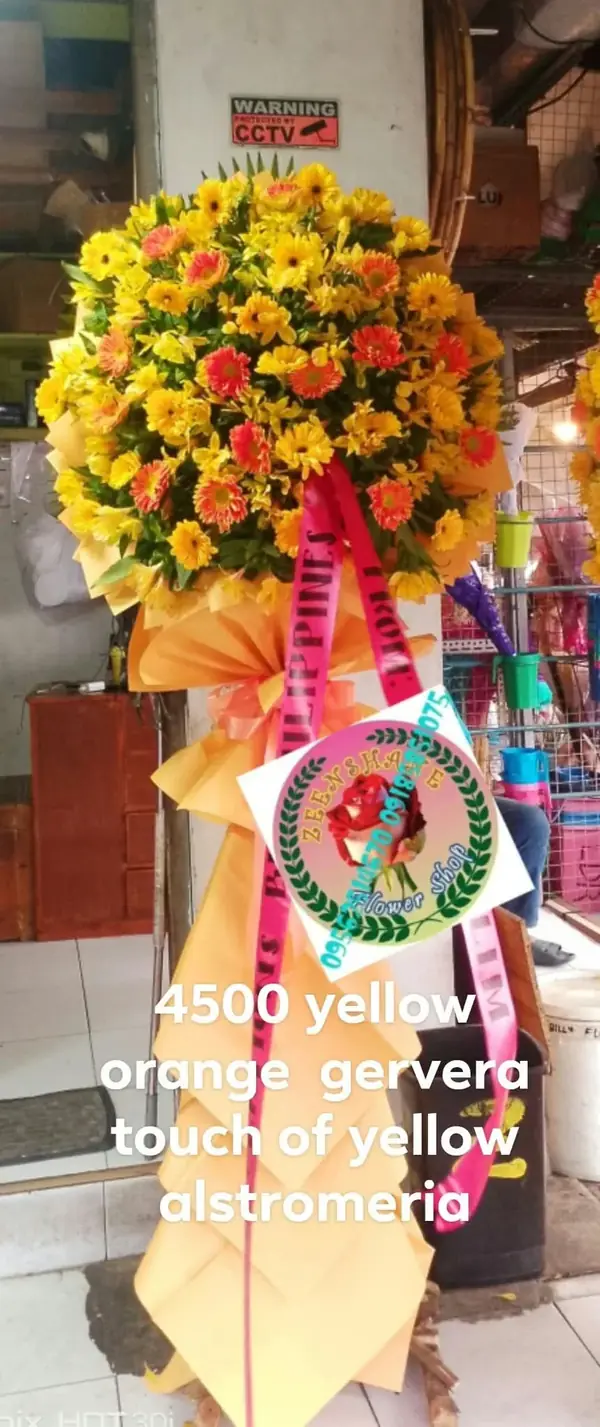 Store Opening Arrangement OP-11 — gerberas, alstroemeria, chrysanthemums