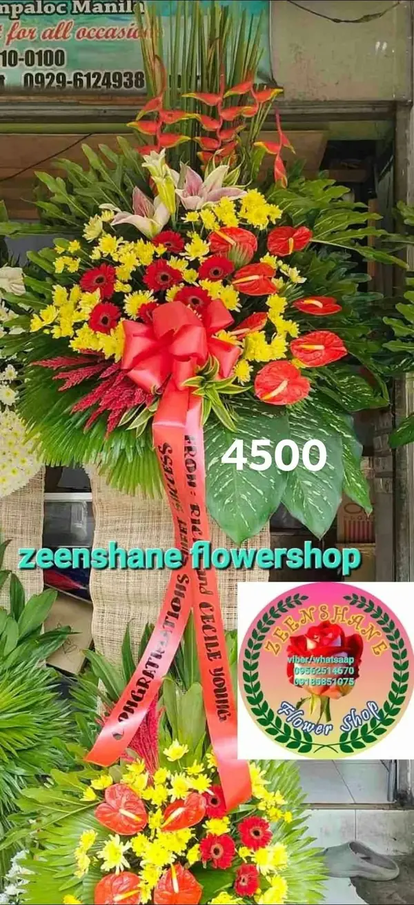 Store Opening Arrangement OP-12 — gerberas, chrysanthemums, anthuriums