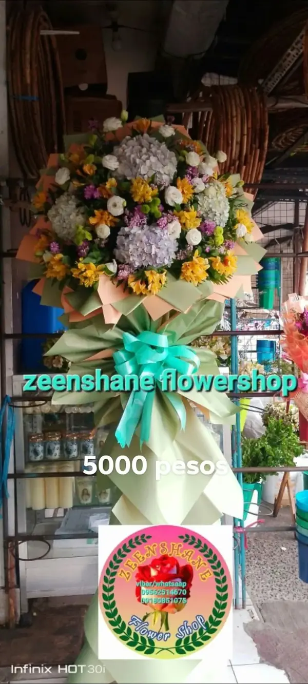 Store Opening Arrangement OP-16 — chrysanthemums, roses