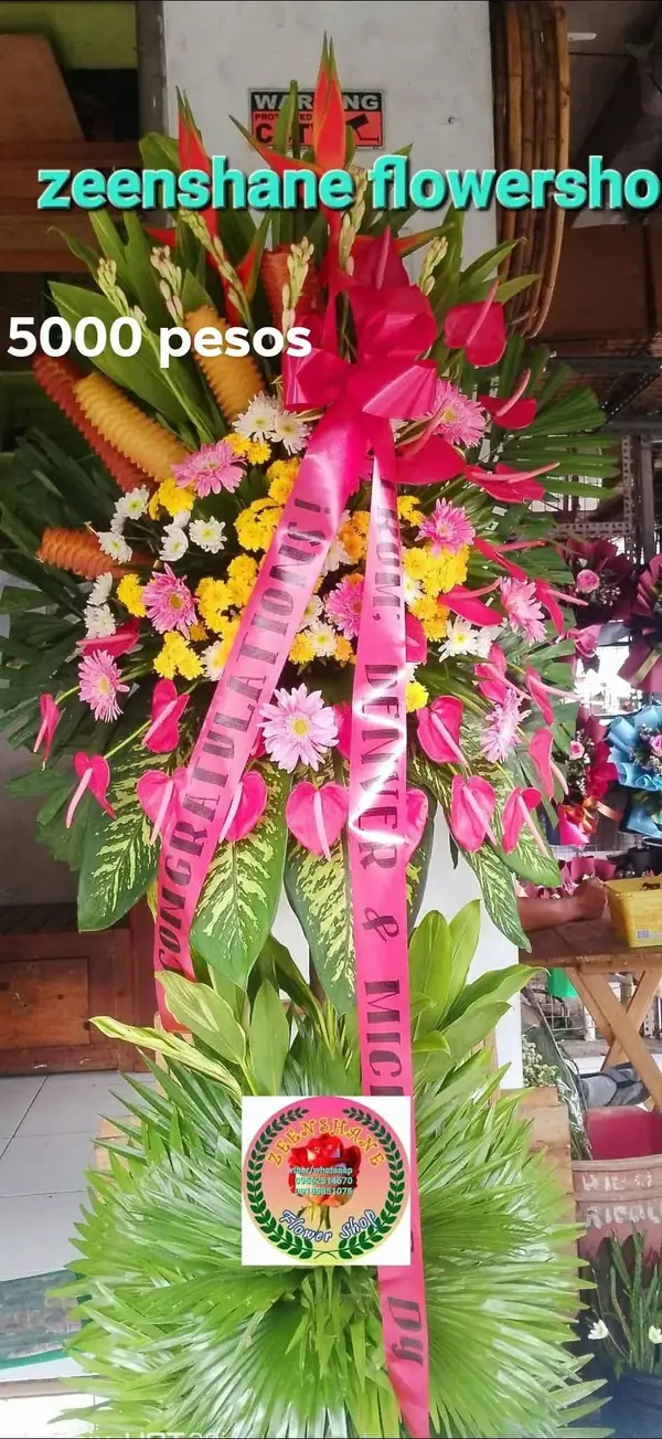 Store Opening Arrangement OP-22 — anthuriums, chrysanthemums, lilies