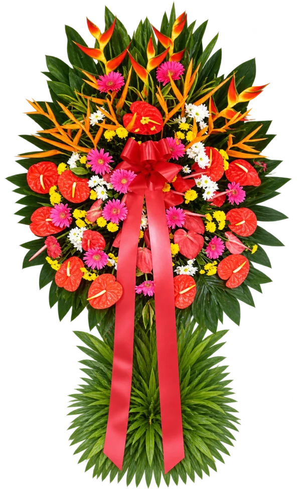Store Opening Arrangement OP-03 — orange anthuriums, gerberas, chrysanthemums