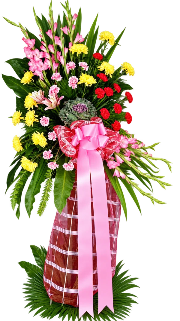 Store Opening Arrangement OP-15 — gladiolus, carnations, chrysanthemums