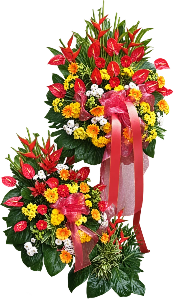 Store Opening Arrangement OP-18 — anthuriums, heliconia, chrysanthemums