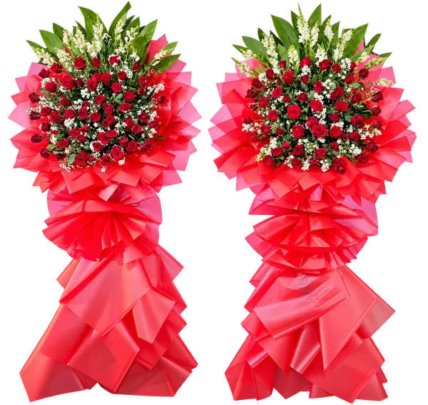 Store Opening Arrangement OP-32 — red roses, white roses